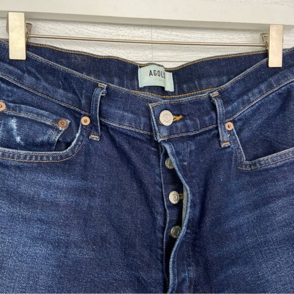 AGOLDE Nico High Rise Button Fly Dark Wash Denim Jeans Skinny Slim 28 Classic - Picture 3 of 5